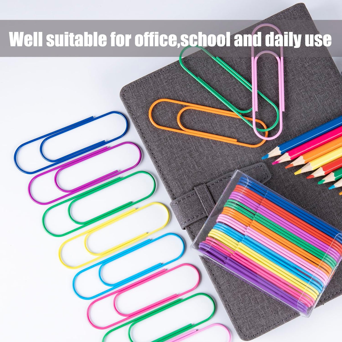 Timenu 4 Inch Jumbo Paper Clips, Large Colored Paper Clips, 40 Pack