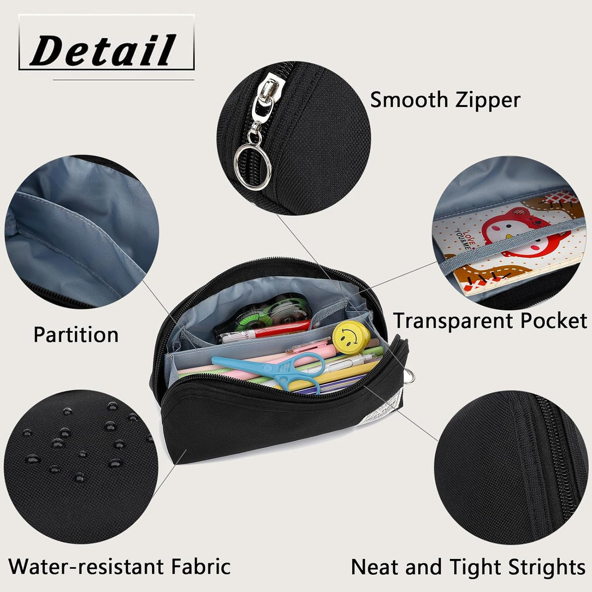 Pencil Case,Large Opening Pencil Pouch,Zipper Closure,Portable Stationery Organizer pencil bag,Office Travel Multi-Purpose Bag