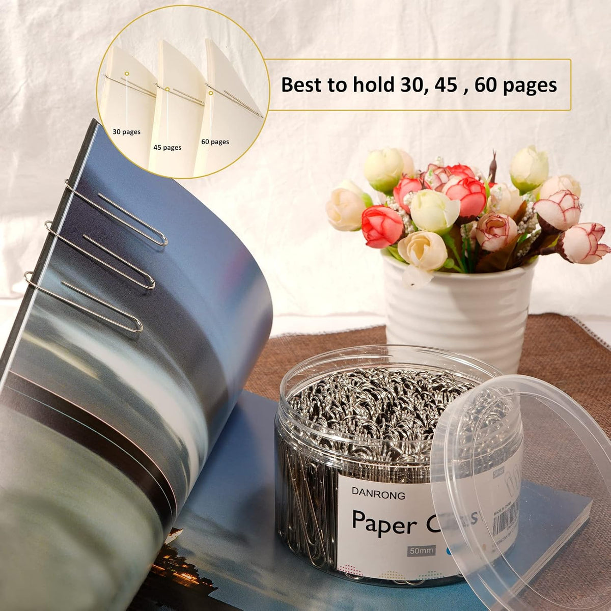 Silver Jumbo Paper Clips, 270pcs 2 Inch (50 mm) Paper Clip, Large Paperclips Great for Office School and Personal Use(2 in, Silver)
