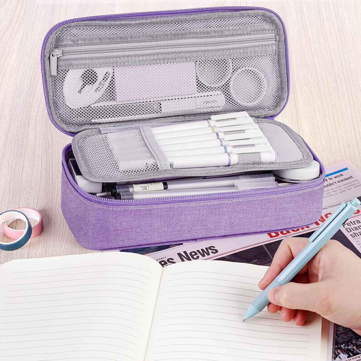 WEMATE Pencil Case, Large Storage Organizer, Makeup Bag, Teacher Must - have, Big Pencil Pouch, Marker Case for College
