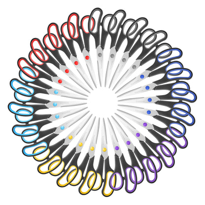 6 Pcs 8” Scissors, Sharp Stainless Steel Comfort Grip for Everyday Use