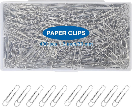 400 Pcs Medium Paper Clips,1.3 inch Metal Paper Clip for Office, School.