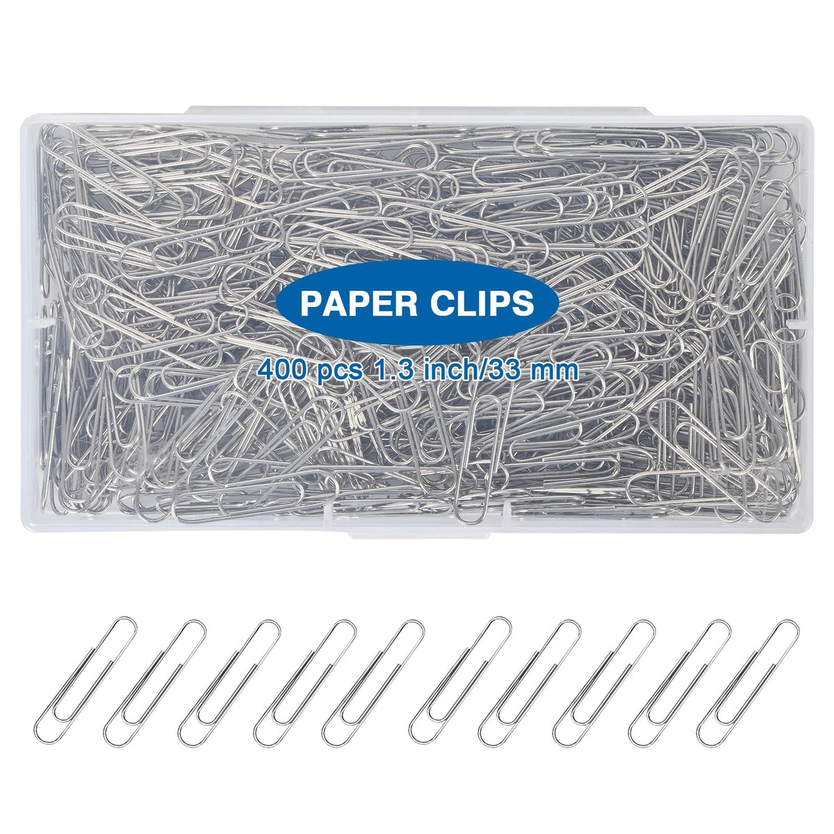 400 Pcs Medium Paper Clips,1.3 inch Metal Paper Clip for Office, School.