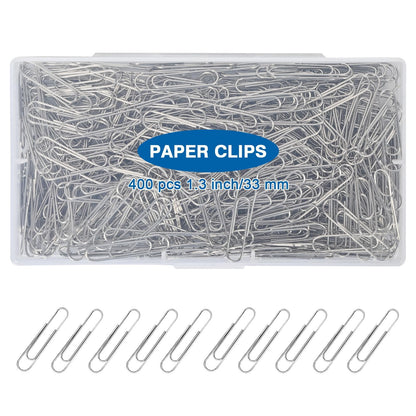 400 Pcs Medium Paper Clips,1.3 inch Metal Paper Clip for Office, School.