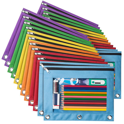 Forvencer 6 Pack Pencil Pouches for 3 Ring Binder, Smooth Zipper Pencil Bag