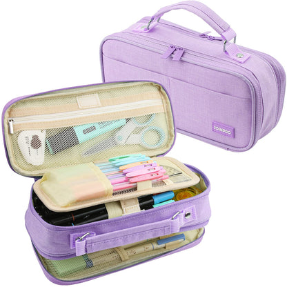 JOINPRO Large Capacity Pencil Case, 4 Compartment Pen Pouch Organizer with Double Zipper, Storage Bag for School, Office, Teen Girl Boy Men Women