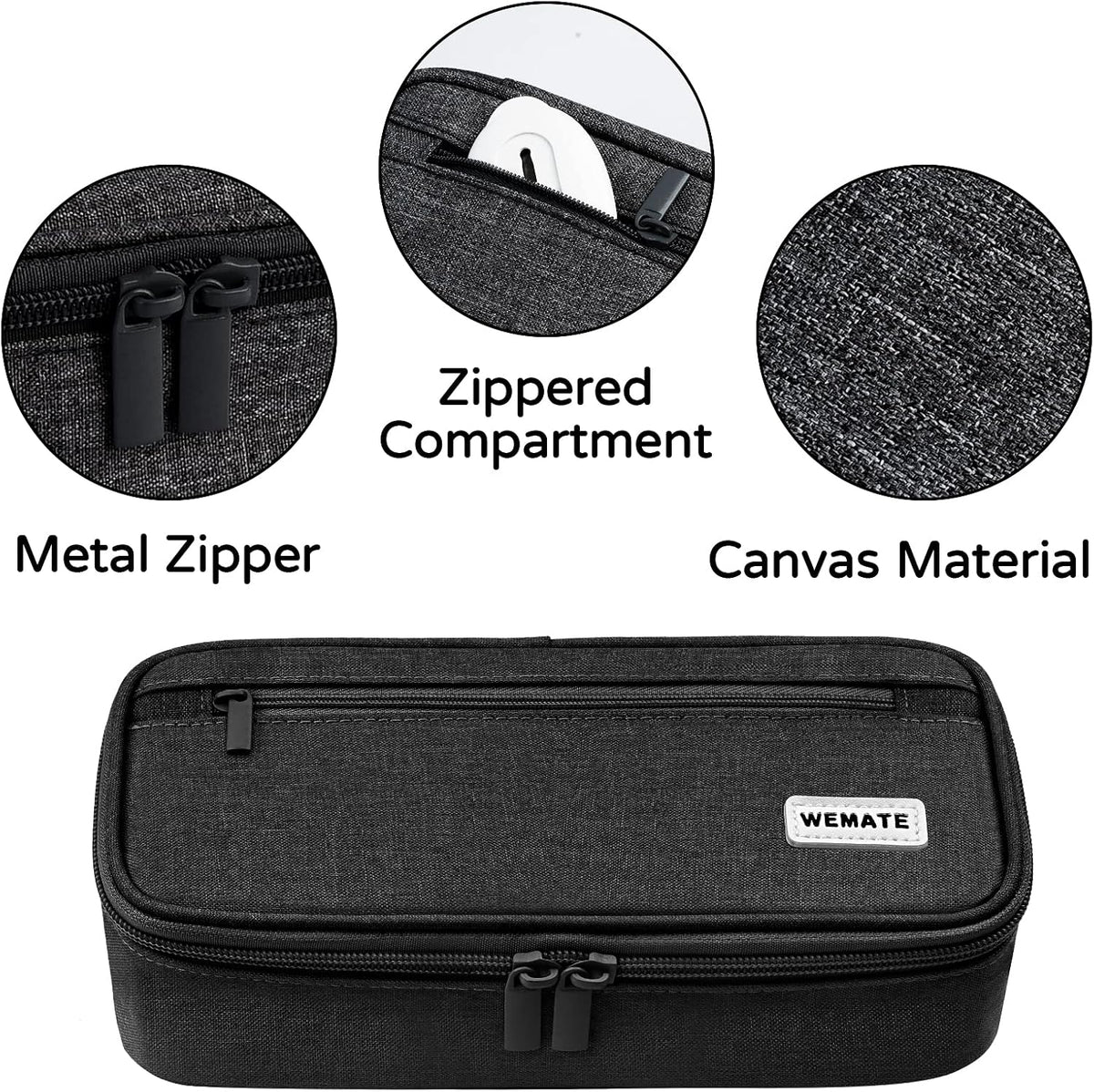 WEMATE Pencil Case, Large Storage Organizer, Makeup Bag, Teacher Must - have, Big Pencil Pouch, Marker Case for College