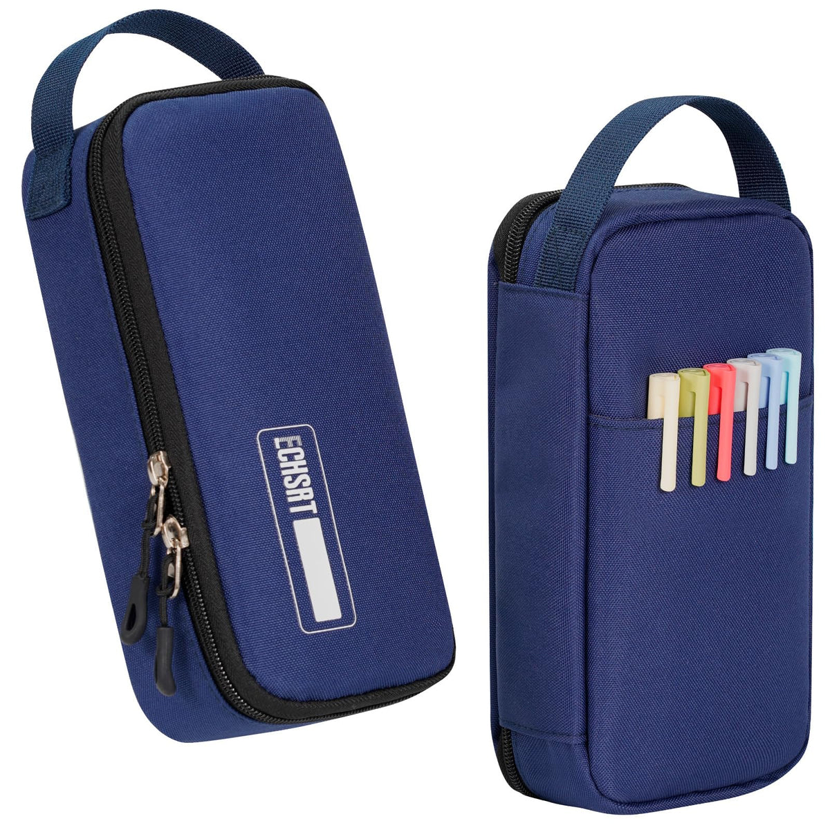 ECHSRT Large Capacity Pencil Case with Hidden Pocket, 1200D Oxford Fabric Zipper Pencil Pouch with Handle, Multi-Pocket Stationery Organizer for Office, College, Travel and Daily Carry, Beige