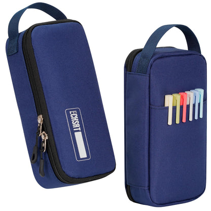 ECHSRT Large Capacity Pencil Case with Hidden Pocket, 1200D Oxford Fabric Zipper Pencil Pouch with Handle, Multi-Pocket Stationery Organizer for Office, College, Travel and Daily Carry, Beige