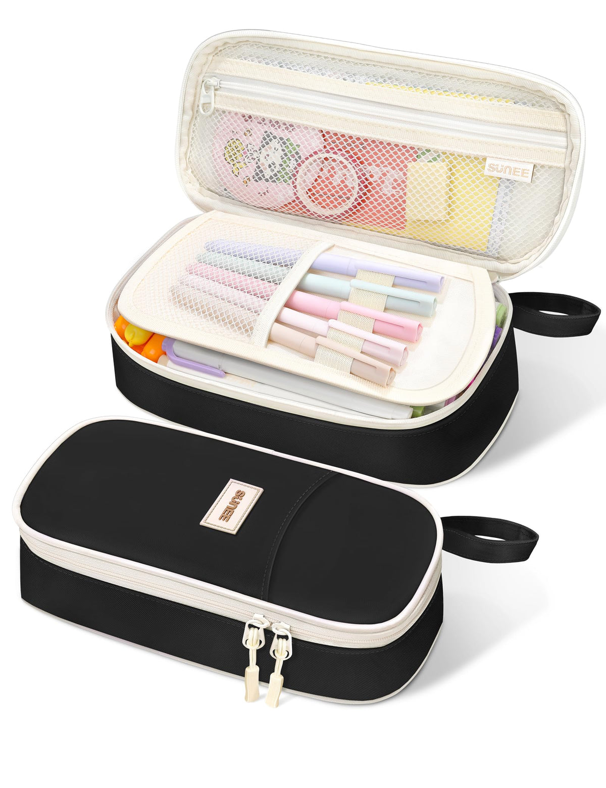 SUNEE Cute Pencil Case, Large Pencil Pouch, Aesthetic Big Pencil Bag with Zipper, Kawaii Stationery Storage and Organizer, School Supplies for Teen and Adult, Boys&Girls, Soft Corduroy Warm Beige
