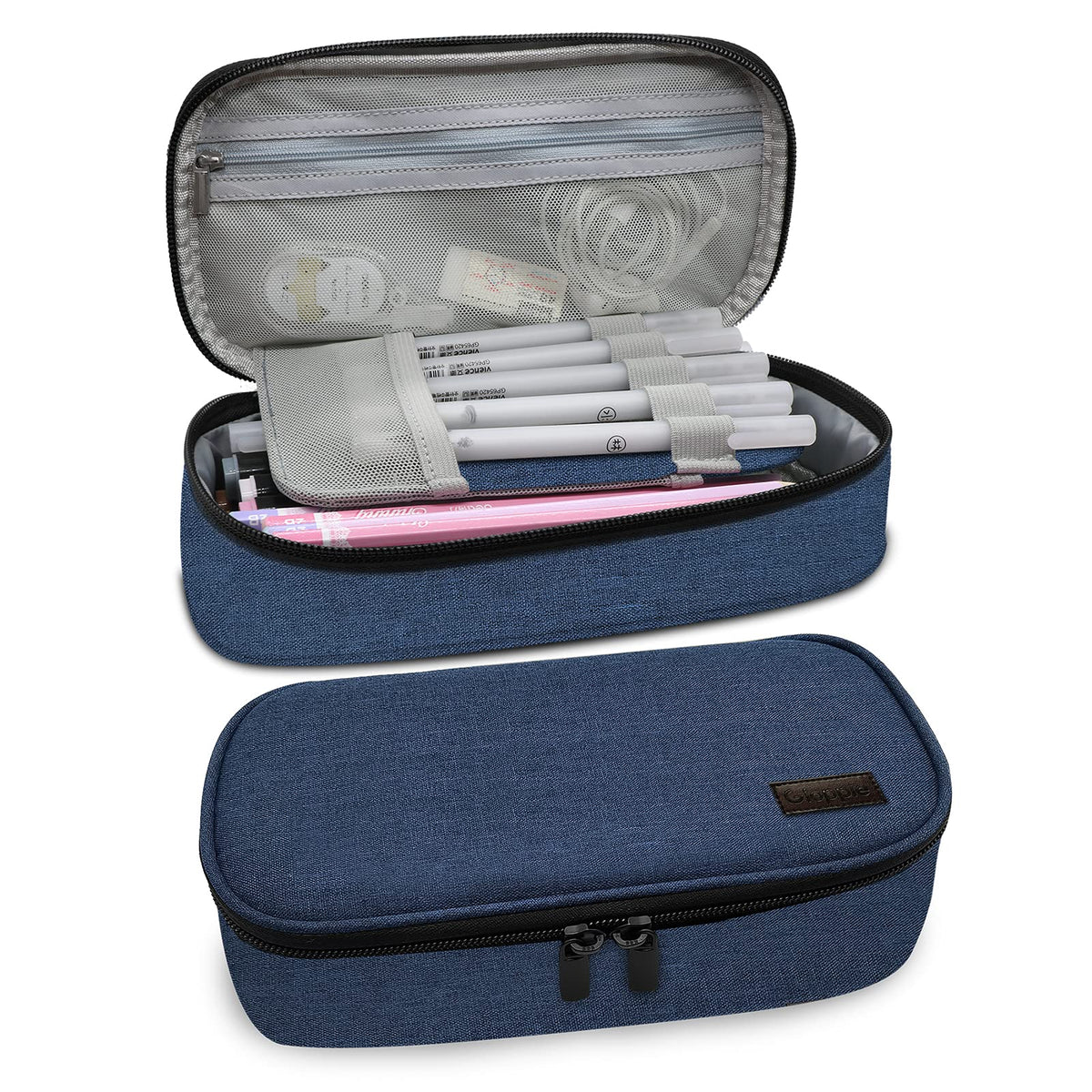 Gloppie Black Pencil Case Zipper Pencil Pouch Pen Bag Box Stationary Pouch