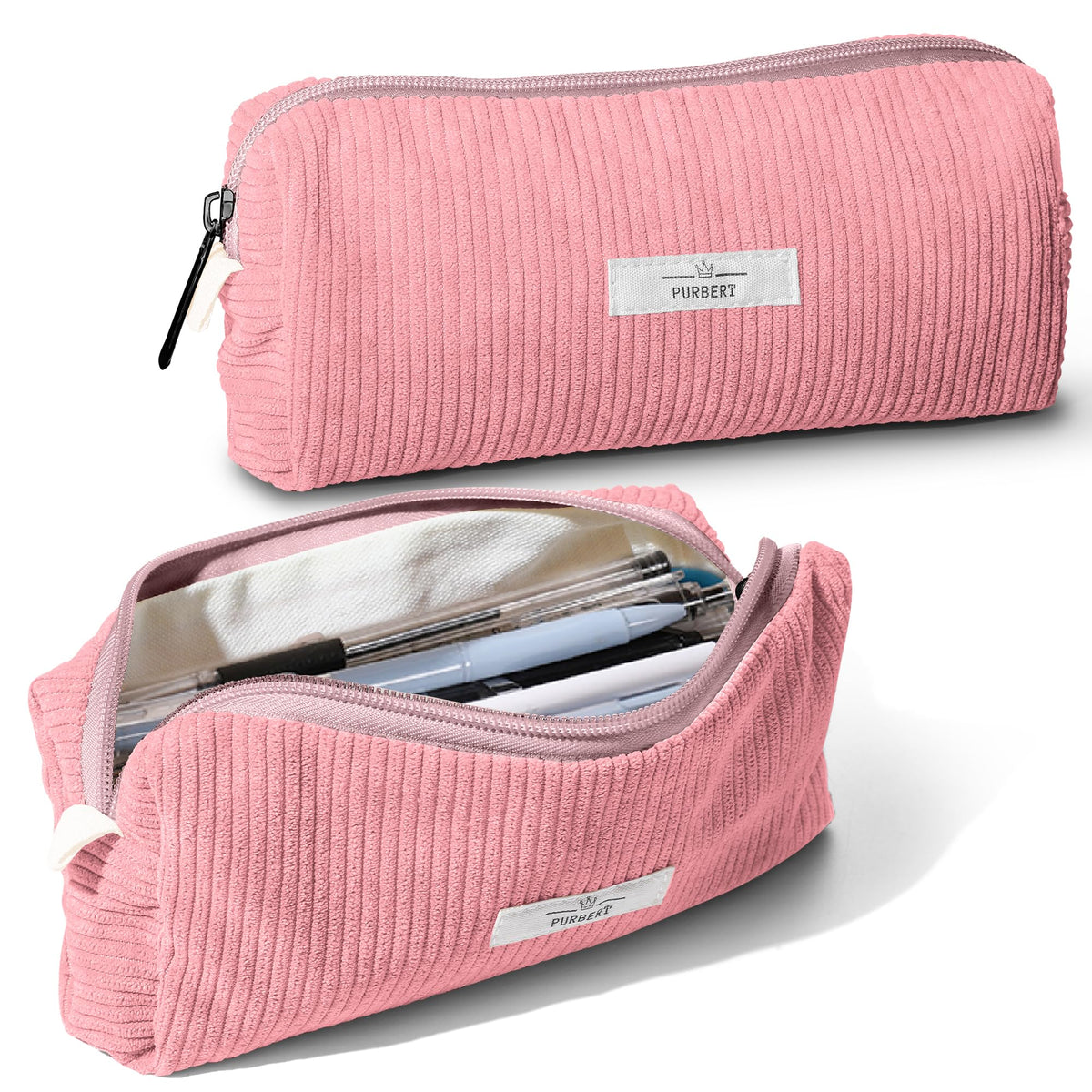 Soft Corduroy Pencil Case Pouch - Small Stationery Pen Bag Apricot