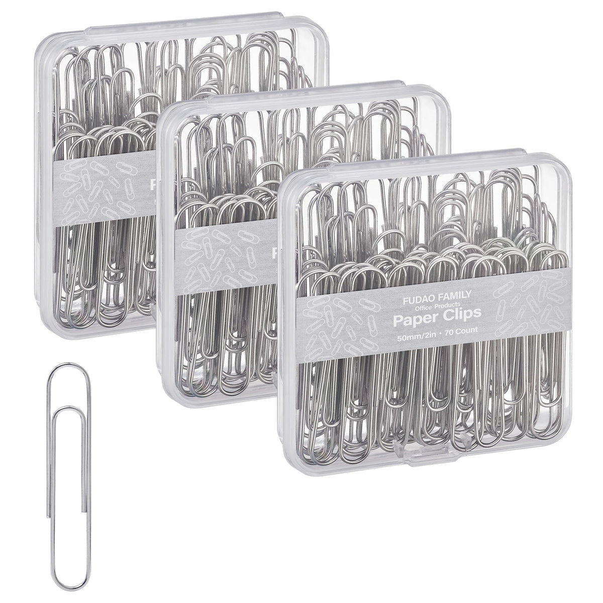 FUDAO FAMILY Paper Clips Assorted Sizes, Large and Small Paper Clips, Paper Clip, Paperclips, Pack of 3 Boxes of 100 Clips Each (300 Clips Total)