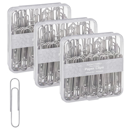 FUDAO FAMILY Paper Clips Assorted Sizes, Large and Small Paper Clips, Paper Clip, Paperclips, Pack of 3 Boxes of 100 Clips Each (300 Clips Total)