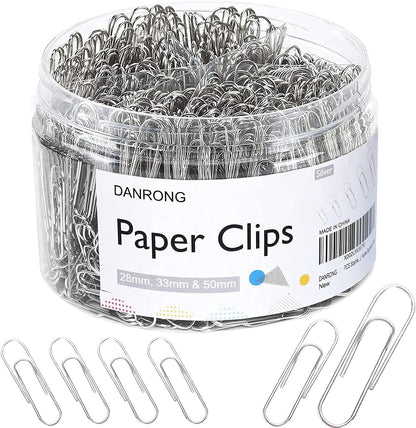 650 PCS Paper Clips Assorted Sizes, Small Medium and Large (1.1", 1.3" & 2"), Paperclips for Office, School, Home Supplies-Silver