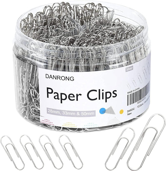 650 PCS Paper Clips Assorted Sizes, Small Medium and Large (1.1", 1.3" & 2"), Paperclips for Office, School, Home Supplies-Silver