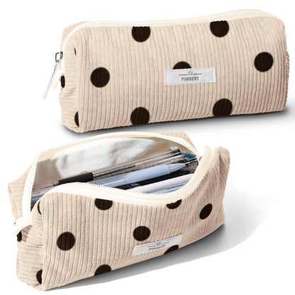 Soft Corduroy Pencil Case Pouch - Small Stationery Pen Bag Apricot