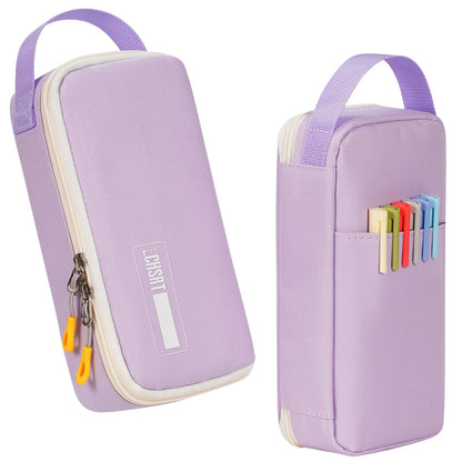 ECHSRT Large Capacity Pencil Case with Hidden Pocket, 1200D Oxford Fabric Zipper Pencil Pouch with Handle, Multi-Pocket Stationery Organizer for Office, College, Travel and Daily Carry, Beige