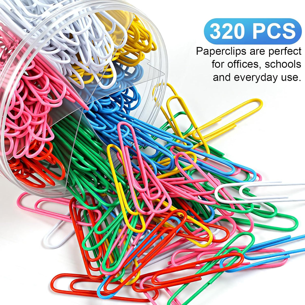 320 Pcs Large Paper Clips, 2 Inch Jumbo Paper Clips, Colorful Coated Paperclips, Heavy Metal Paperclips Office for Teacher Supplies School Supplies