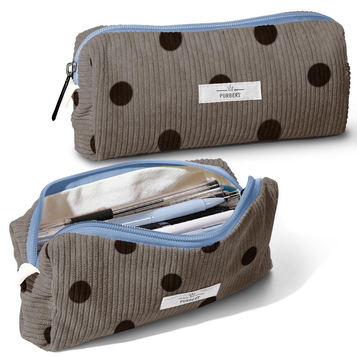 Soft Corduroy Pencil Case Pouch - Small Stationery Pen Bag Apricot