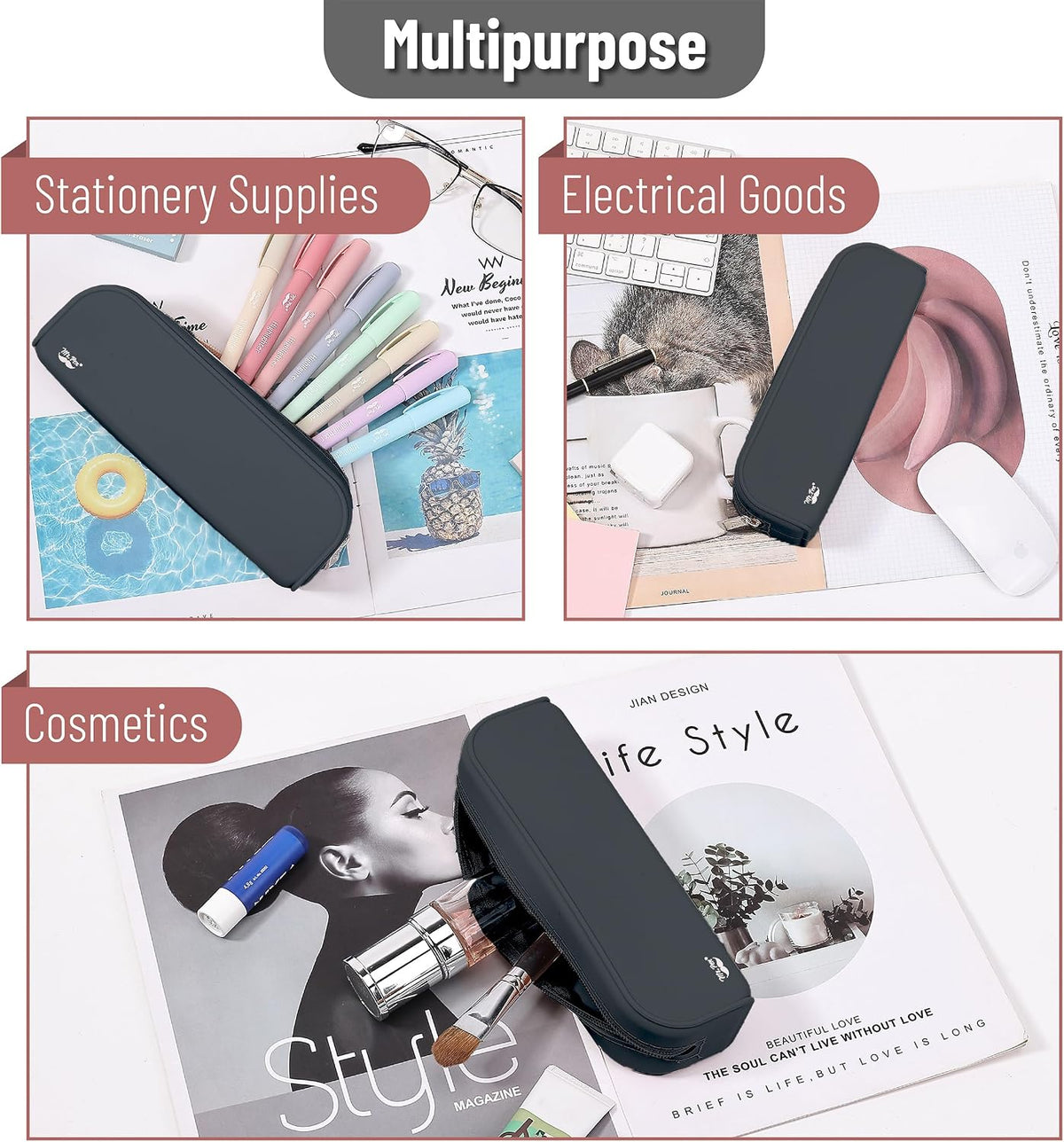 Mr. Pen- Silicone Pencil Case, Aesthetic Pencil Bag for Women, Makeup Pouch