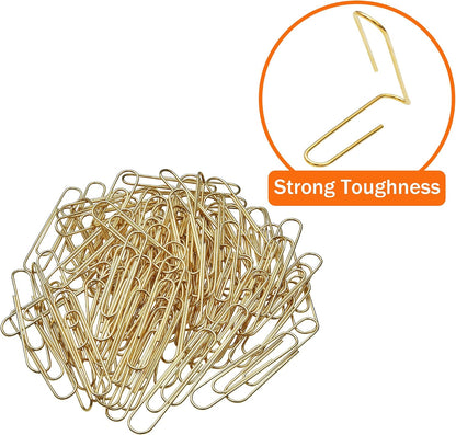 NEEWAY Gold Paper Clips, 200 Count Large Size, 2 Inch Jumbo Paperclips, Stylish Gold-Plated Paper Clip