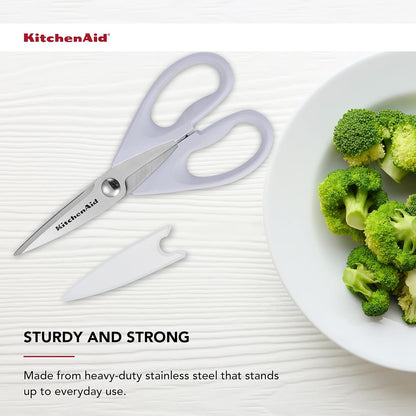 KitchenAid All Purpose Kitchen Shears with Protective Sheath Durable Stainless Steel Scissors, Dishwasher Safe, Soft Grip Comfort Handle, 8.72 Inch, Lavendar Cream