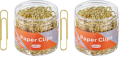 NEEWAY Gold Paper Clips, 200 Count Large Size, 2 Inch Jumbo Paperclips, Stylish Gold-Plated Paper Clip