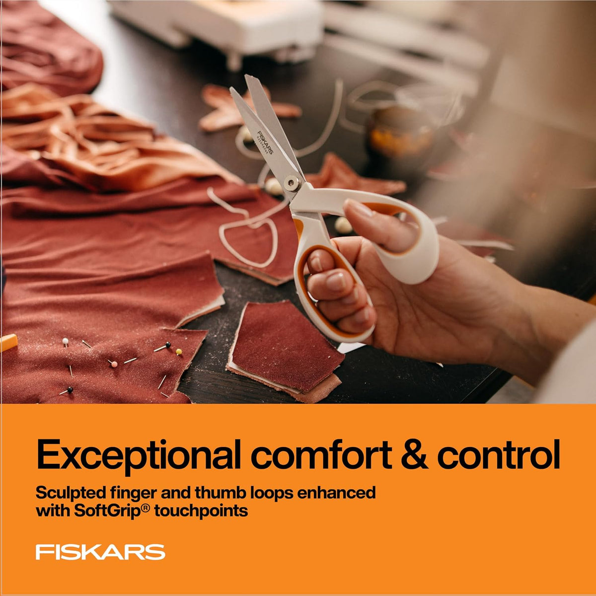 Fiskars 8" RazorEdge Fabric Scissors, Heavy Duty & Sharp Fabric Shears