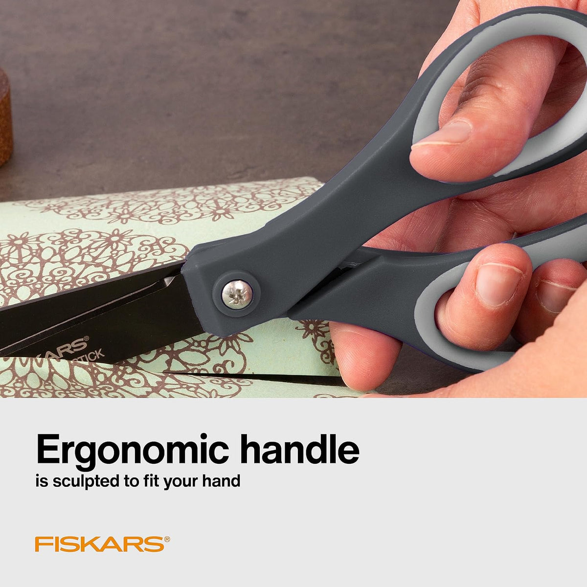 Fiskars 8" Non-Stick Titanium SoftGrip All Purpose Scissors for Office
