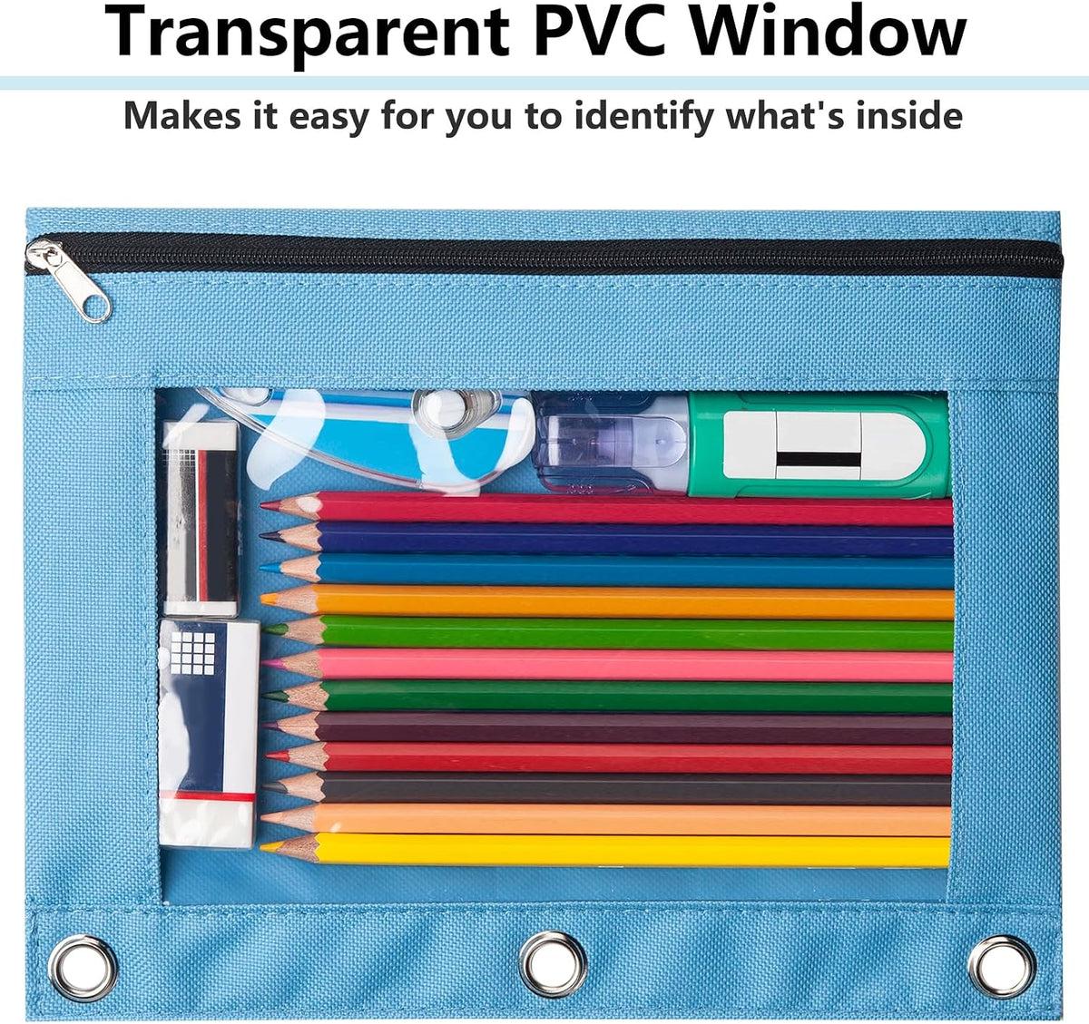 Forvencer 6 Pack Pencil Pouches for 3 Ring Binder, Smooth Zipper Pencil Bag