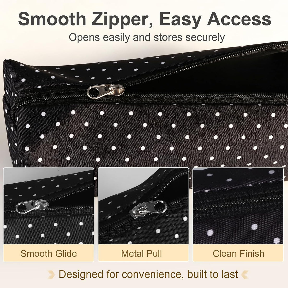 Cute Polka Dot Pencil Case Aesthetic Pencils Pouch, Black 1Pcs - Y2K Pencil Case Polka Dot, Slim Soft Canvas Pencil Pouch for High School College Student Stationery Supplies & Makeup Bag