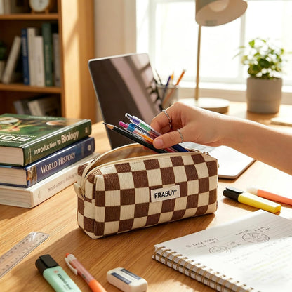 Soft Corduroy Pencil Case Pen Pouch Organizer, Small Stationery Bag