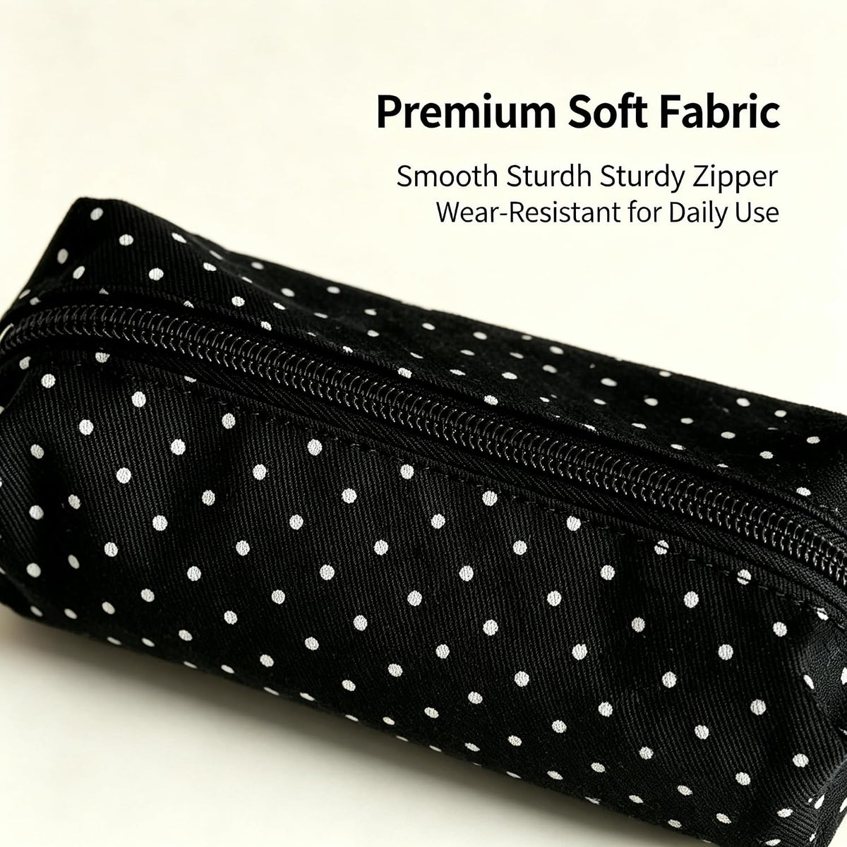 Pencil Case Aesthetic Pencil Pouch for Women Pencil Case Small, Y2K Large Capacity Pencils Case for Women, Pencil Pouch Aesthetic (Black polka dots)
