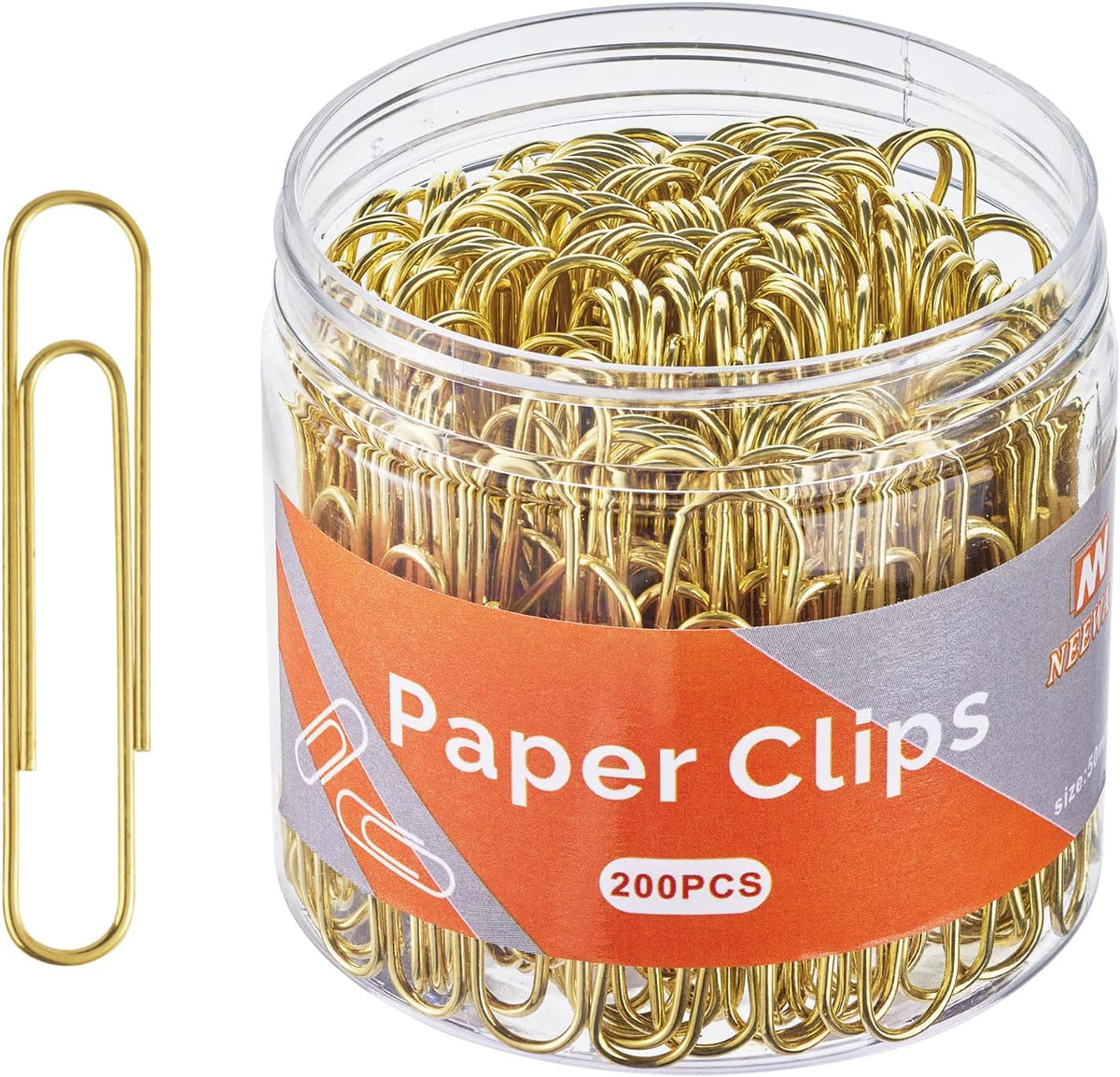 NEEWAY Gold Paper Clips, 200 Count Large Size, 2 Inch Jumbo Paperclips, Stylish Gold-Plated Paper Clip