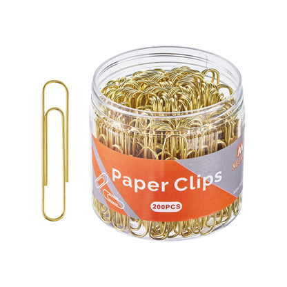 NEEWAY Gold Paper Clips, 200 Count Large Size, 2 Inch Jumbo Paperclips, Stylish Gold-Plated Paper Clip