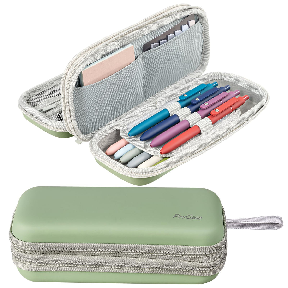 ProCase 2-Layer Hard Pencil Case, Large Capacity Storage Box Pouch, Black