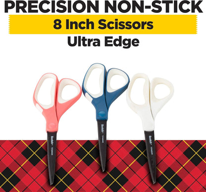 Scotch Brand Precision Ultra Edge Scissors, 8 Inch, 3-Pack