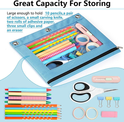 Forvencer 6 Pack Pencil Pouches for 3 Ring Binder, Smooth Zipper Pencil Bag