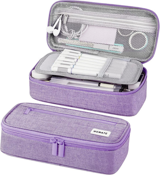 WEMATE Pencil Case, Large Storage Organizer, Makeup Bag, Teacher Must - have, Big Pencil Pouch, Marker Case for College