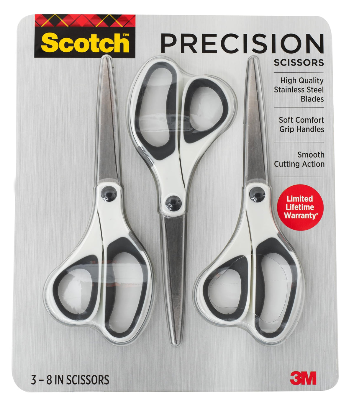 Scotch 8" Precision Scissors, 3 Pack