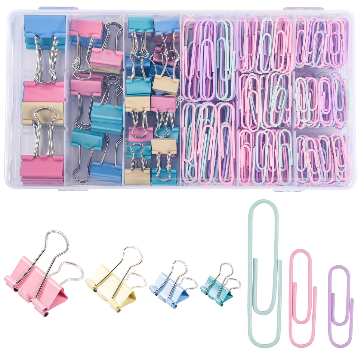 500PCS Paper Clips and Binder Clips Assorted Sizes