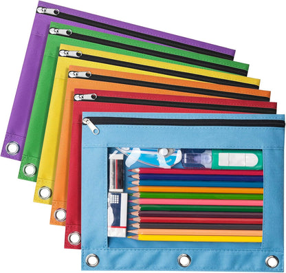Forvencer 6 Pack Pencil Pouches for 3 Ring Binder, Smooth Zipper Pencil Bag