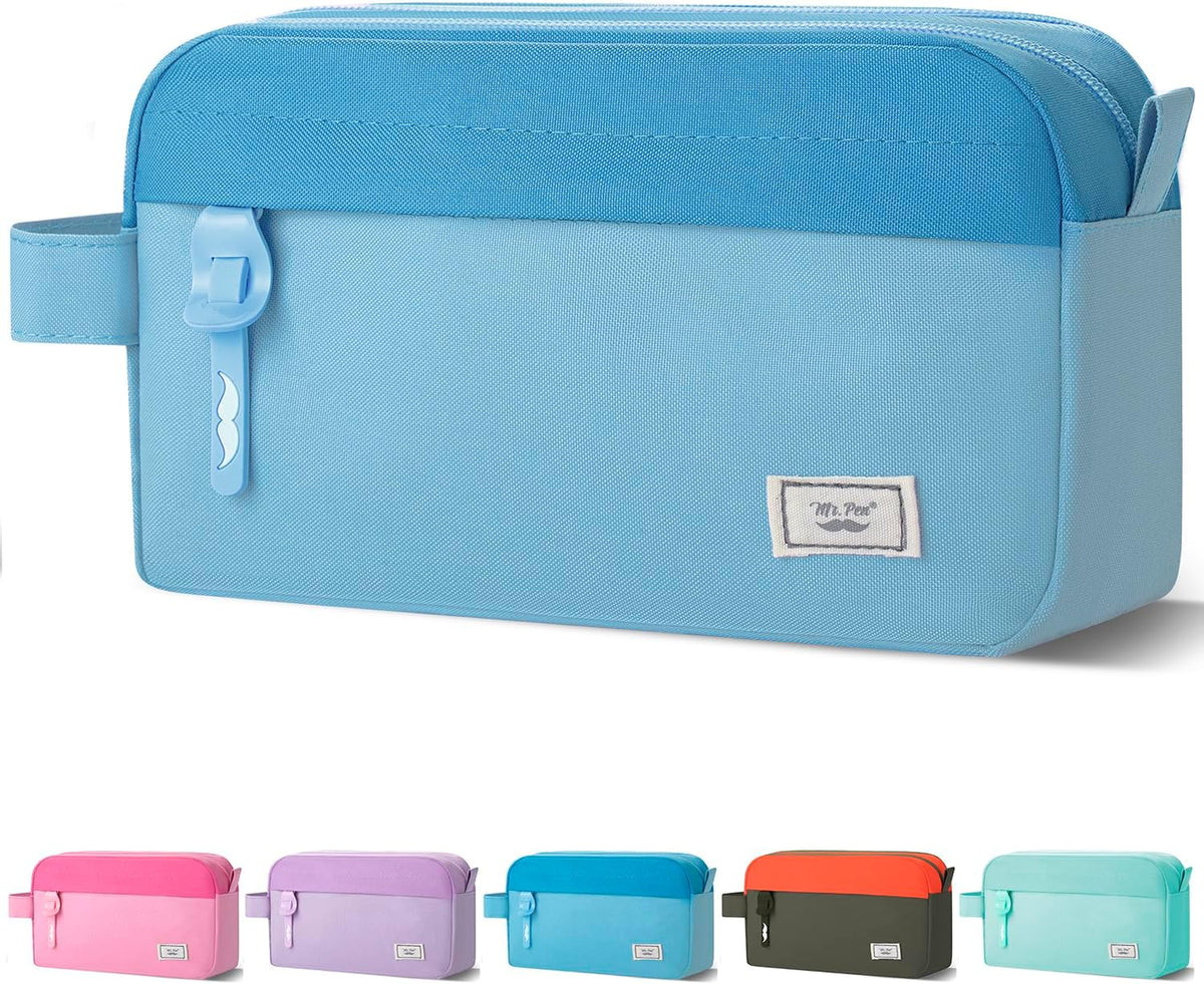 Mr. Pen- High Capacity Pencil Case, Large Pencil Pouch with 3 Compartments and 2 Pockets, Large Pencil Bag with Smooth Zipper, Cute Pencil Case Pouch Organizer, School Supplies for Teens