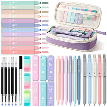 Four Candies School Supplies with Cute Pencil Case, 39ct, Pink