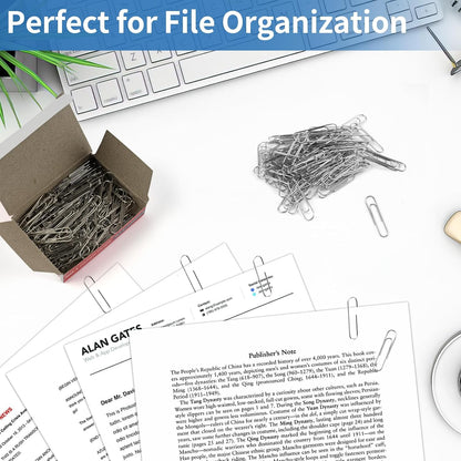 800 PCS Medium Paper Clips #1, Smooth Paperclip for Office & School, 1.3 in
