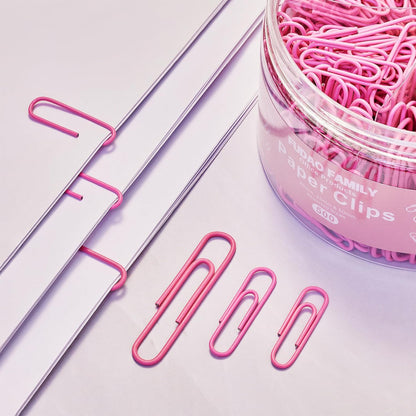 FUDAO FAMILY 500pcs Paper Clips Assorted Sizes, Small, Medium and Large（1.1inch, 1.3inch and 2inch Paper Clips, Vinyl Coated Paperclips for Office, School, Home Supplies (Pink)