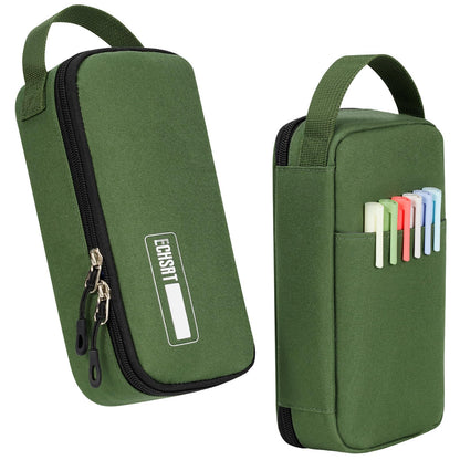 ECHSRT Large Capacity Pencil Case with Hidden Pocket, 1200D Oxford Fabric Zipper Pencil Pouch with Handle, Multi-Pocket Stationery Organizer for Office, College, Travel and Daily Carry, Beige