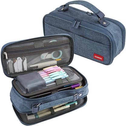 JOINPRO Large Capacity Pencil Case, 4 Compartment Pen Pouch Organizer with Double Zipper, Storage Bag for School, Office, Teen Girl Boy Men Women