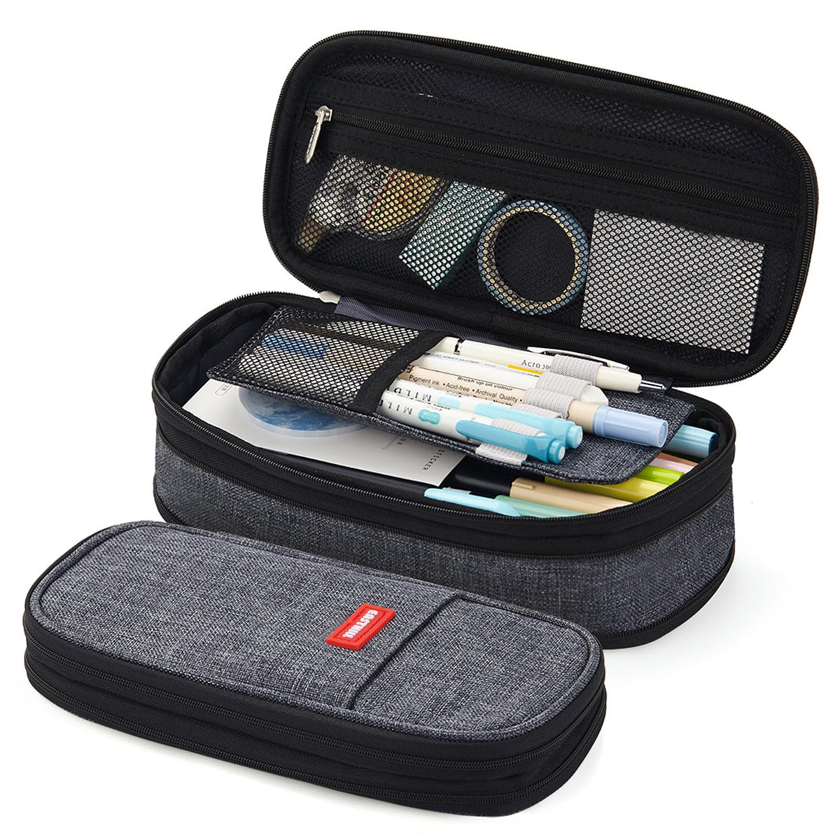 EASTHILL Big Capacity Pencil Pen Case Office College School Large Storage High Capacity Bag Pouch Holder Box Organizer Blue (Cyan)